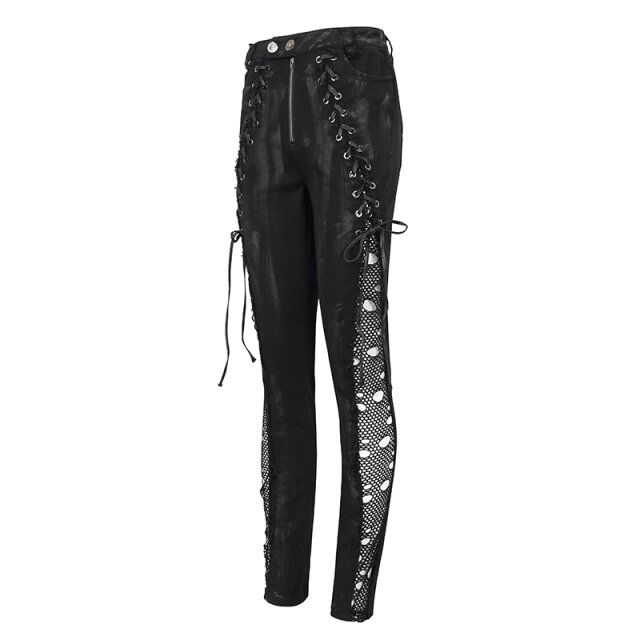 Punk Stretch-Jeans Downbeat mit Schnürung und Netz S