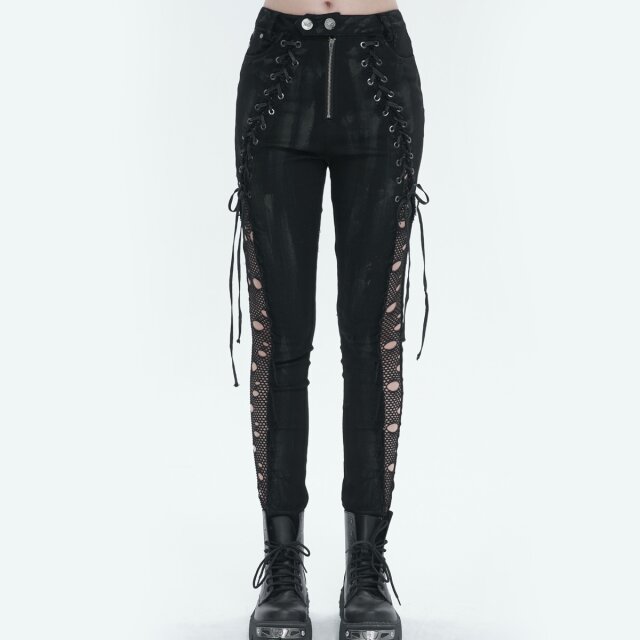 Punk Stretch Jeans Disturbia with Lacing and Mesh