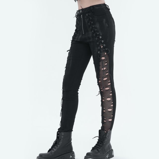 Punk Stretch Jeans Disturbia with Lacing and Mesh