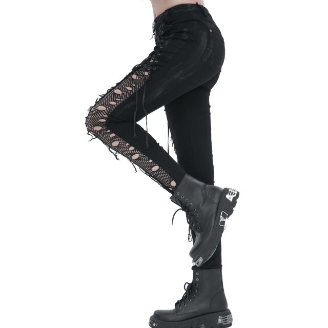Punk Stretch Jeans Disturbia with Lacing and Mesh