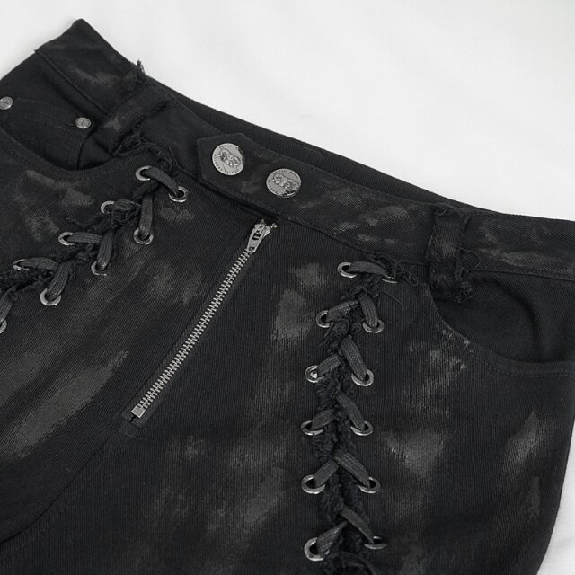 Punk Stretch Jeans Disturbia with Lacing and Mesh