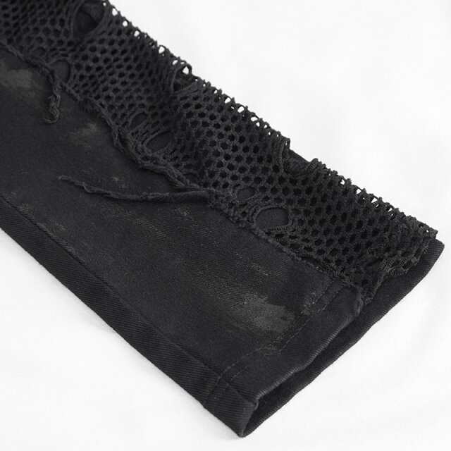 Punk Stretch Jeans Disturbia with Lacing and Mesh
