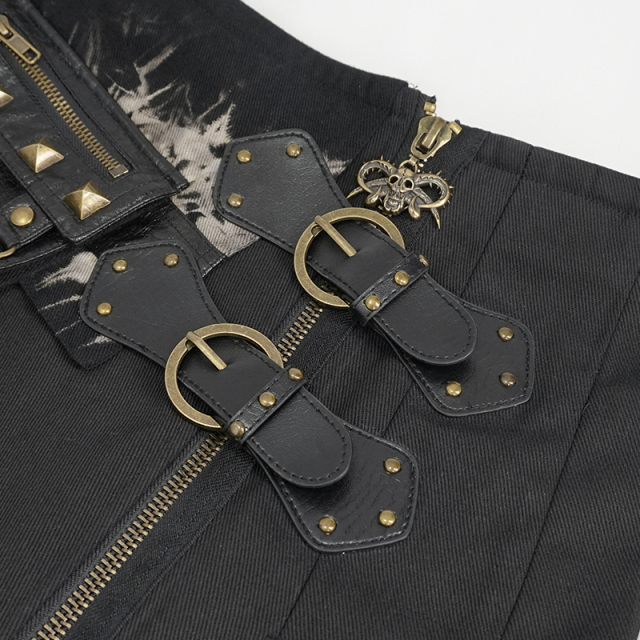 Devil Fashion Gothic Kilt mit Lack-Taschen | BOUDOIR NOIR