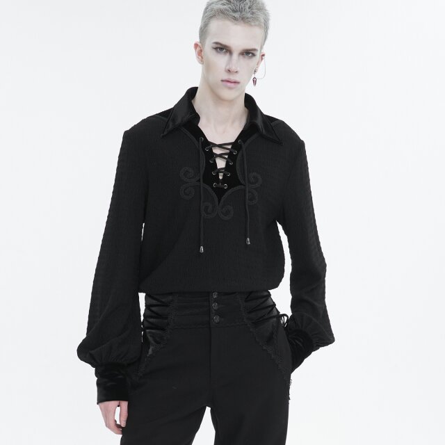 Gothic Schlupfhemd Veitstanz mit Samt-Passe XL