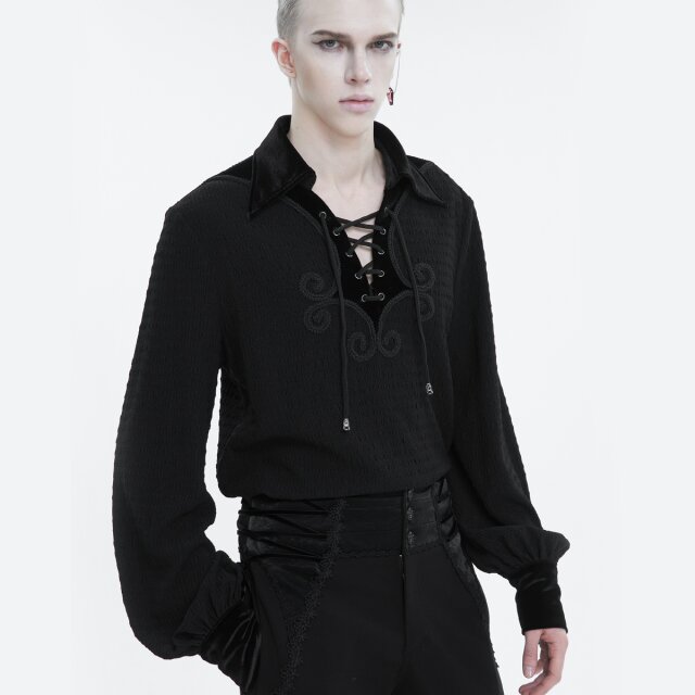 Gothic Schlupfhemd Veitstanz mit Samt-Passe XL