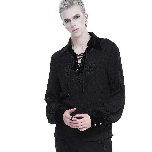 Gothic Schlupfhemd Veitstanz mit Samt-Passe XL