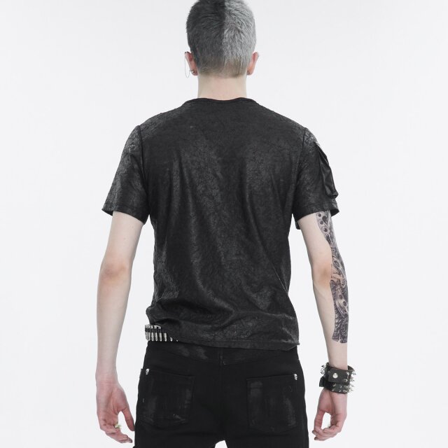 Gothic T-Shirt Summon The Storm mit Kunstlederdetails