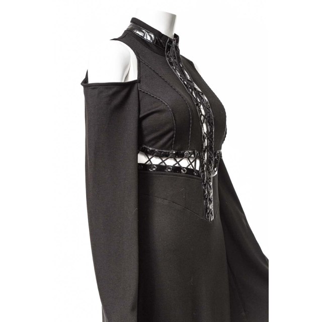 Long Slim Dress Holy Sin with Laced Vinyl Cross