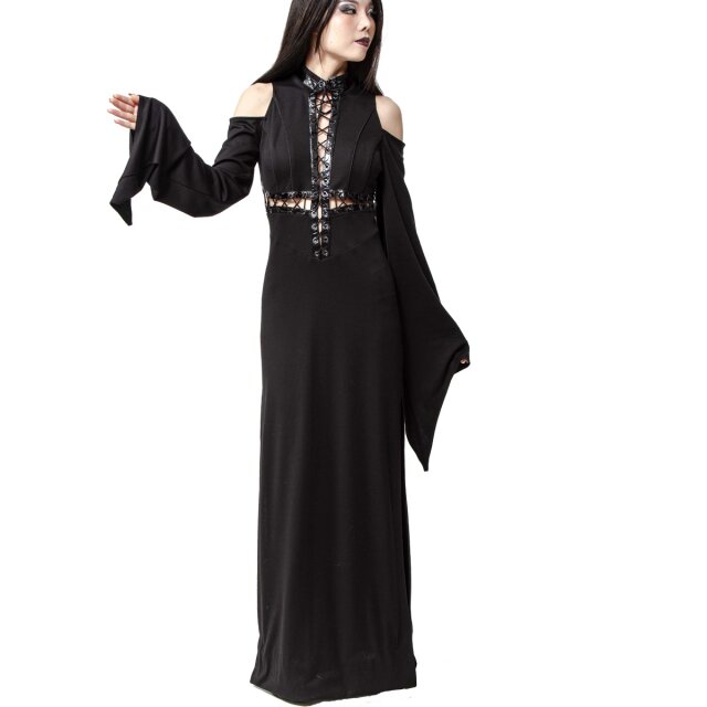 Long Slim Dress Holy Sin with Laced Vinyl Cross