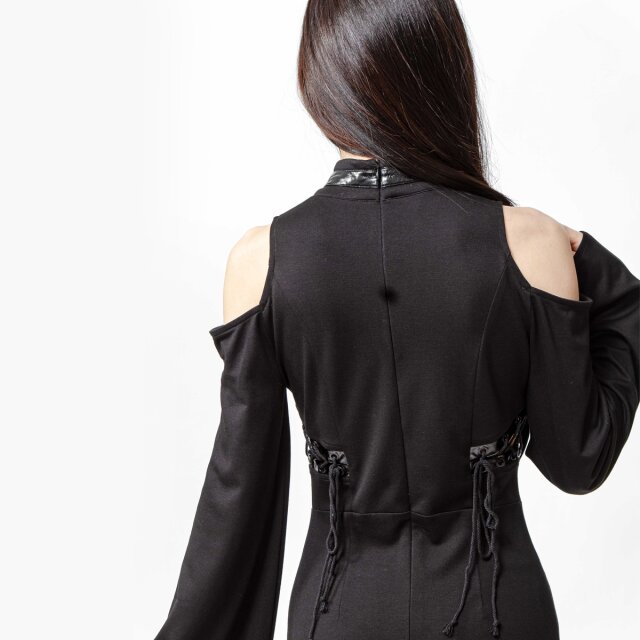 Long Slim Dress Holy Sin with Laced Vinyl Cross