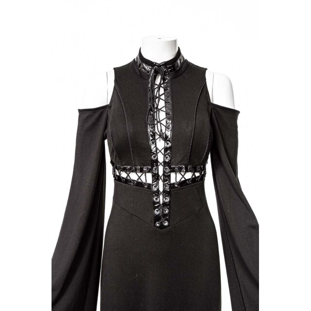 Long Slim Dress Holy Sin with Laced Vinyl Cross