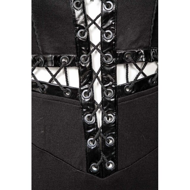 Long Slim Dress Holy Sin with Laced Vinyl Cross