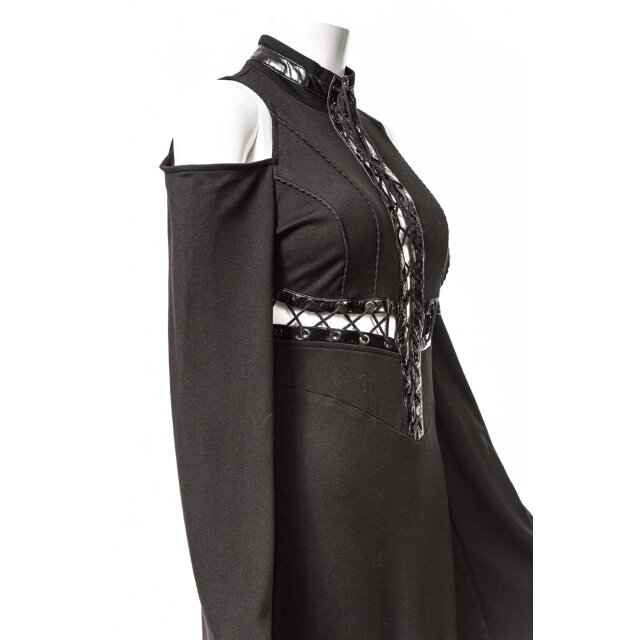 Long Slim Dress Holy Sin with Laced Vinyl Cross