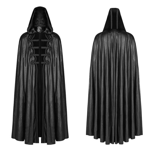 Long Elegant Gothic Cloak Gevatter with Hood