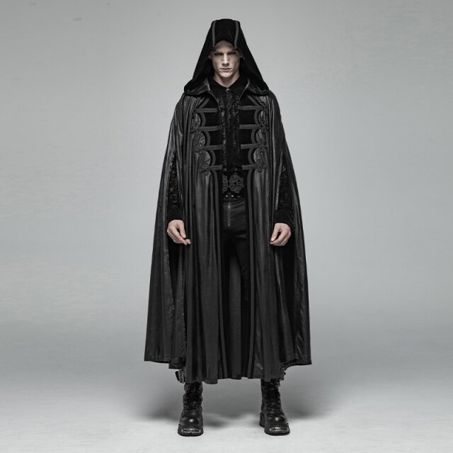 Long Elegant Gothic Cloak Gevatter with Hood