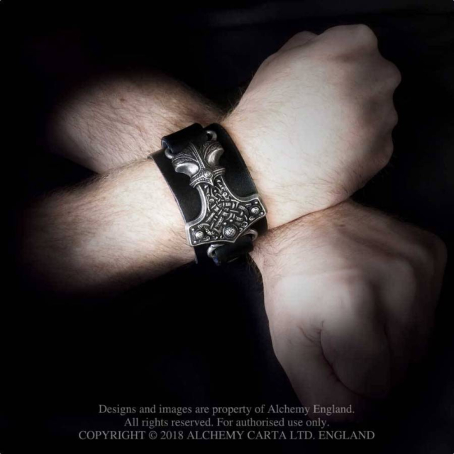 Gothic Leather Wristband Thunderhammer