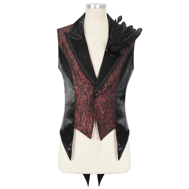Victorian Waistcoat Edward with Tails black or red-black red-black-