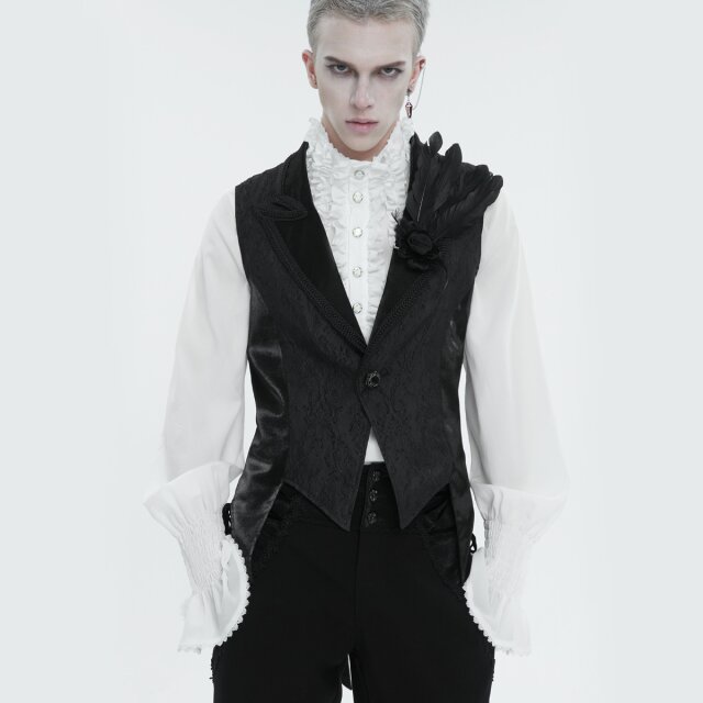 Victorian Waistcoat Edward with Tails black or red-black plain black-