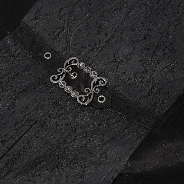 Victorian Waistcoat Edward with Tails black or red-black plain black-