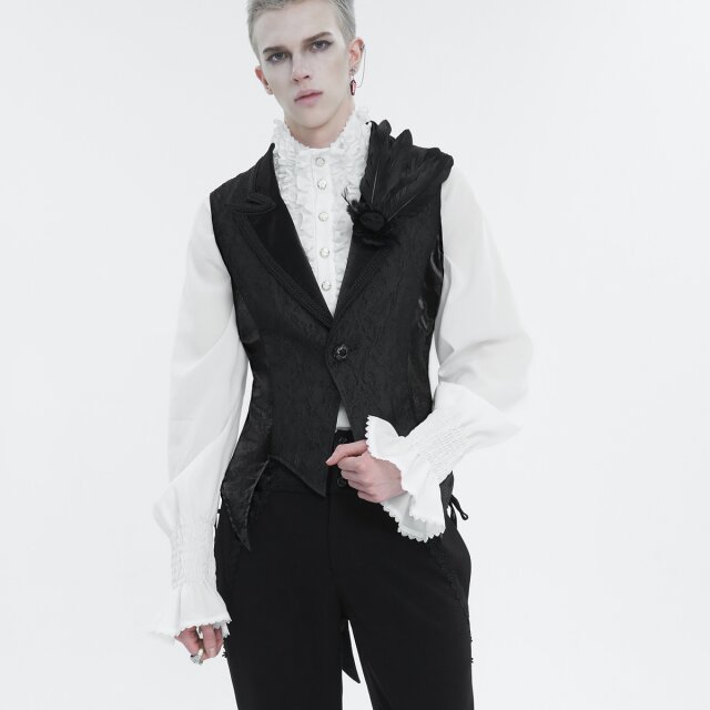 Victorian Waistcoat Edward with Tails black or red-black plain black-