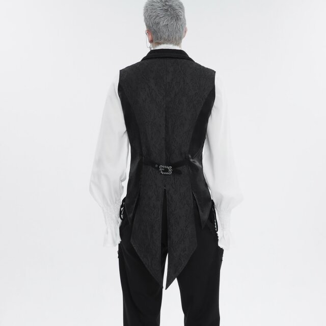 Victorian Waistcoat Edward with Tails black or red-black plain black-