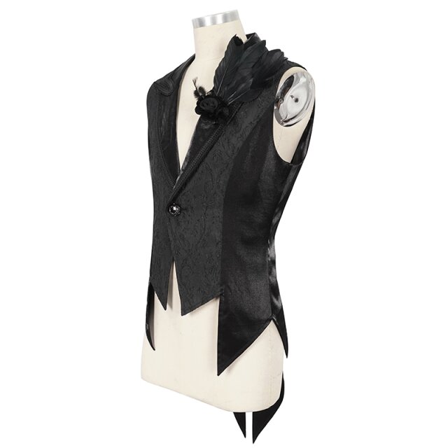Victorian Waistcoat Edward with Tails black or red-black plain black-