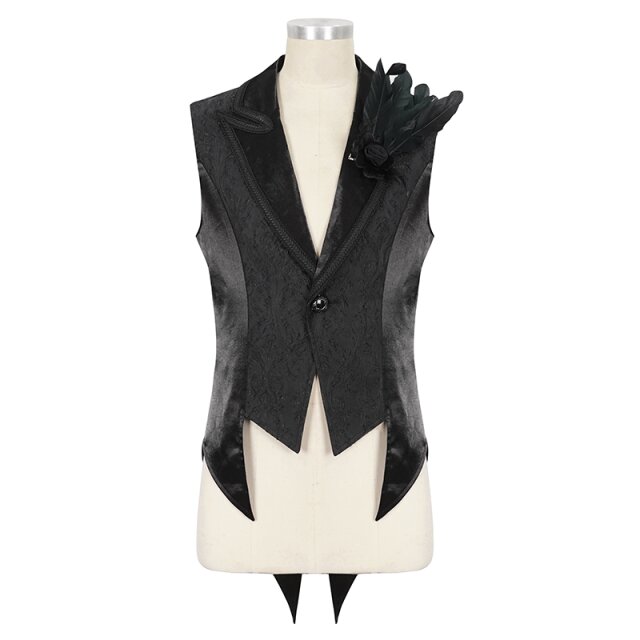 Victorian Waistcoat Edward with Tails black or red-black plain black-