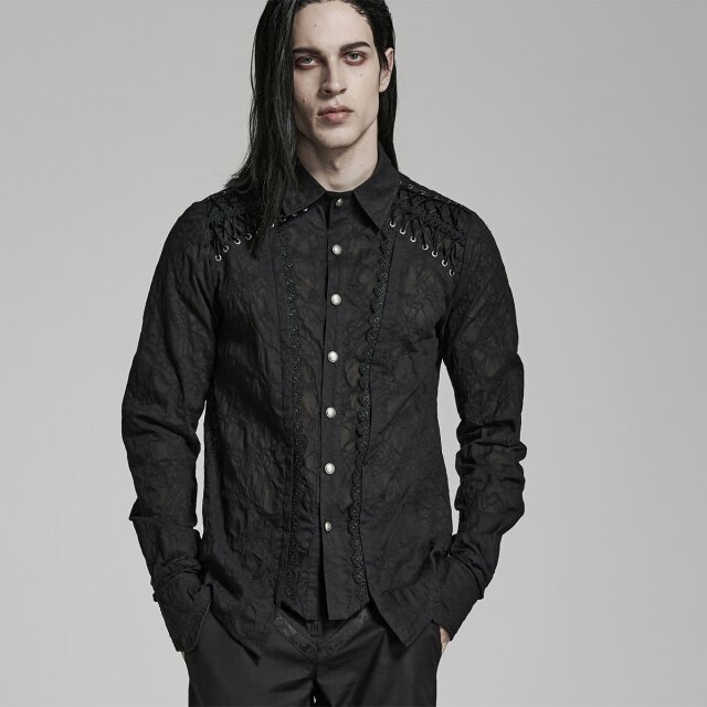 Victorian Goth Hemd Through the Eyes of Master Camelot mit Schnürung