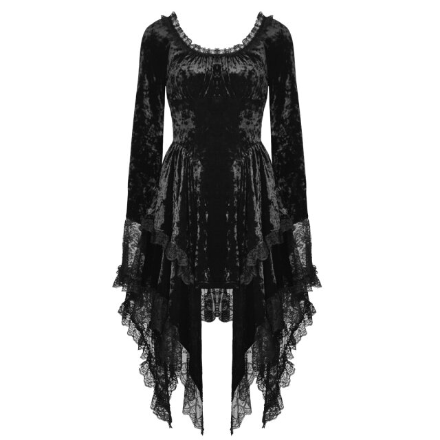 Long Sleeve Velvet Mini Dress Morbid Poetry with Pointed Hem