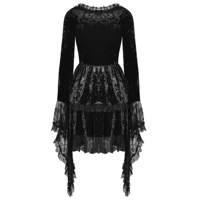 Long Sleeve Velvet Mini Dress Morbid Poetry with Pointed Hem