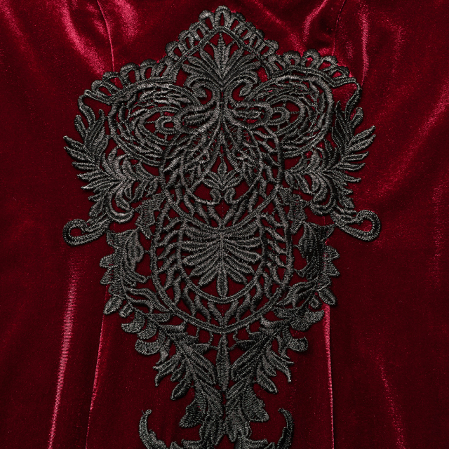 Long PUNK RAVE velvet dress Scarlett in plain black or red-black