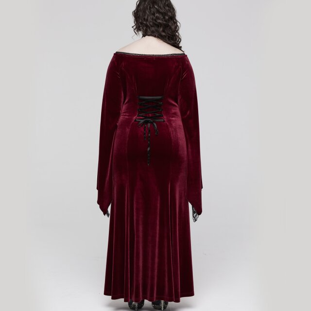 Long PUNK RAVE velvet dress My Precious Scarlett in plain black or red-black