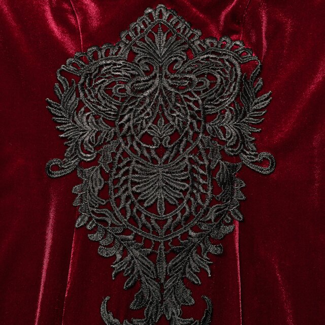 Langes PUNK RAVE Samtkleid My Precious Scarlett in uni-schwarz oder rot-schwarz