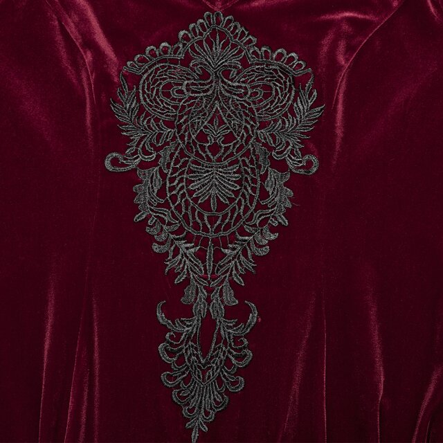 Long PUNK RAVE velvet dress My Precious Scarlett in plain black or red-black