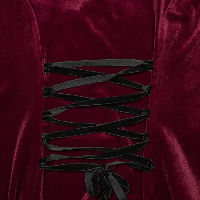 Long PUNK RAVE velvet dress My Precious Scarlett in plain black or red-black