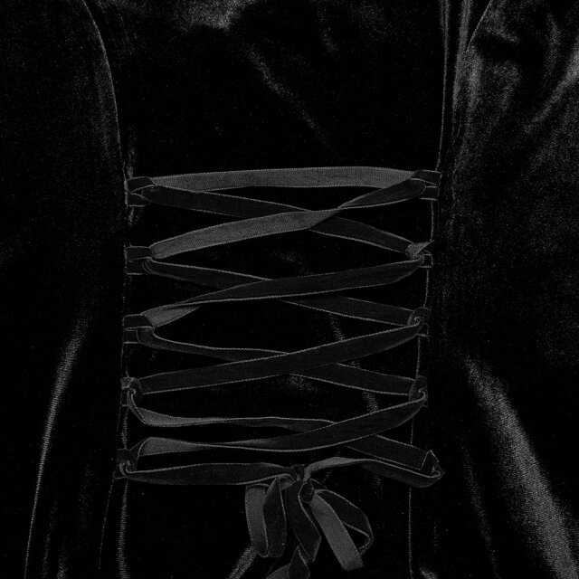 Langes PUNK RAVE Samtkleid My Precious Scarlett in uni-schwarz oder rot-schwarz