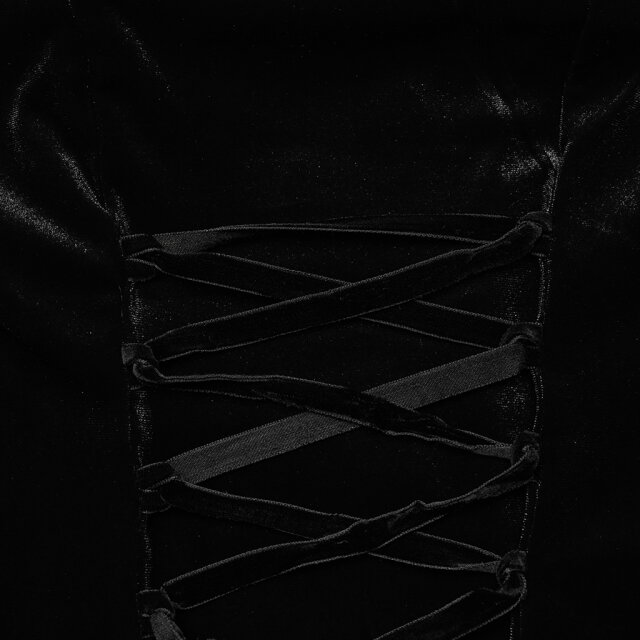 Langes PUNK RAVE Samtkleid My Precious Scarlett in uni-schwarz oder rot-schwarz
