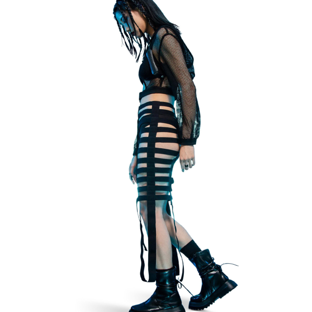 Cyber-Goth Techwear Harness Skirt Tempess