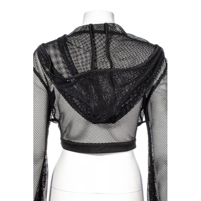 Bauchfreie Cyber-Goth Techwear Netzjacke Tempess mit Kapuze XL