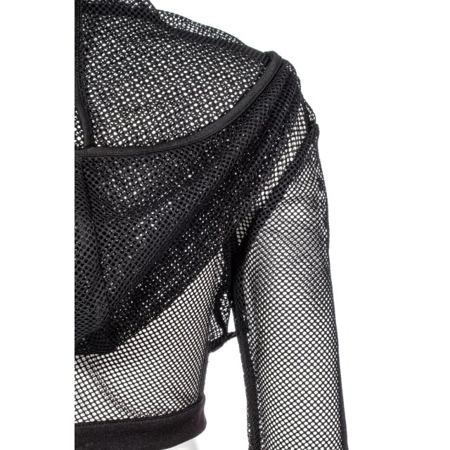 Bauchfreie Cyber-Goth Techwear Netzjacke Tempess mit Kapuze XL