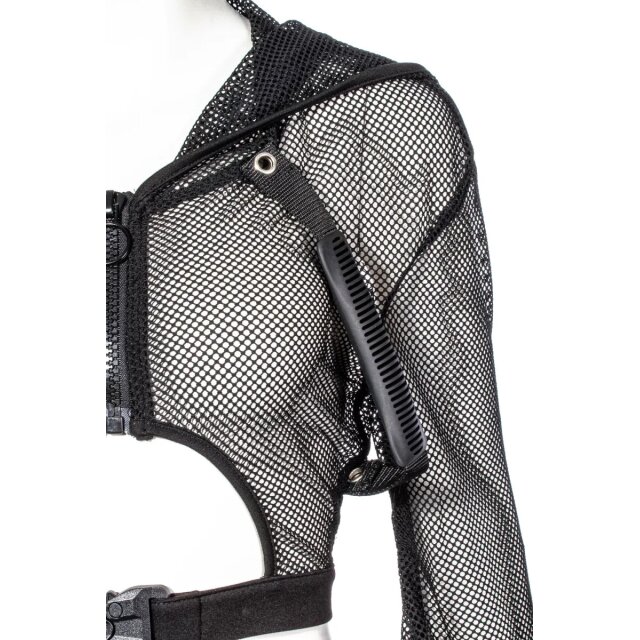 Bauchfreie Cyber-Goth Techwear Netzjacke Tempess mit Kapuze XL