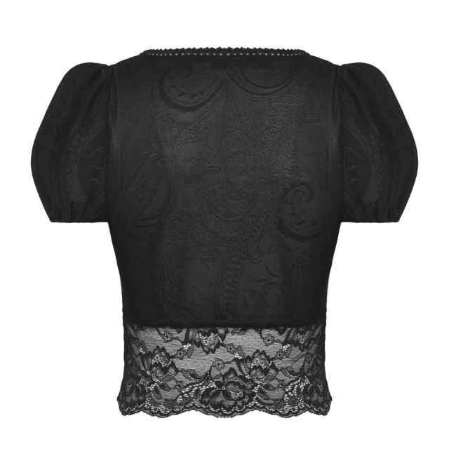Victorian Goth Shirt Melancholy with Puff Sleeves