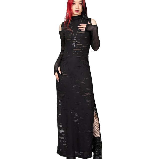 KILLSTAR Biters Maxi Dress - slim-fitting, long gothic...