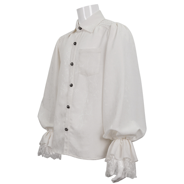 Elegantes Devil Fashion Hemd Cardinal mit weiten Ärmeln weiß-4XL