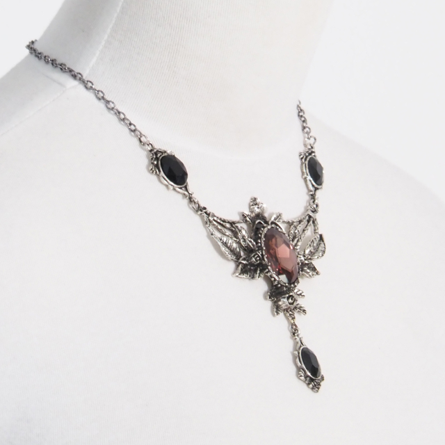 Gothic necklace Wild Roses with large rose pendant