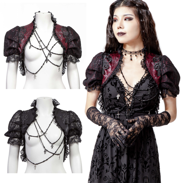 Gothic bolero jacket in black or red-black with short...