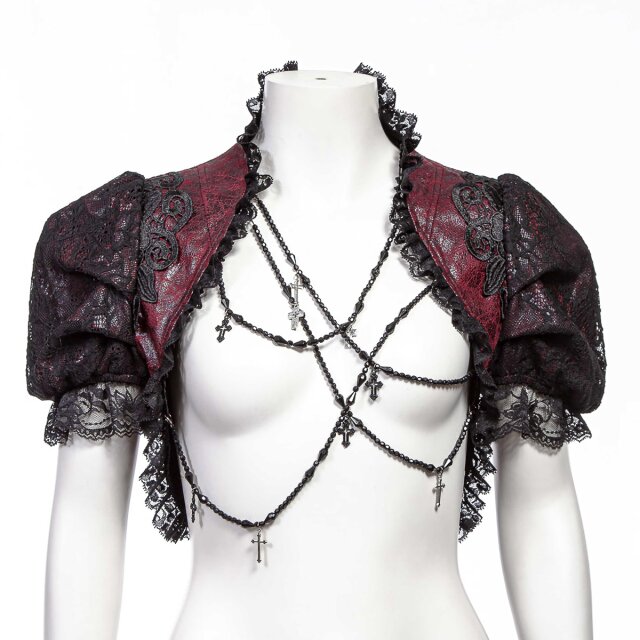 Kurzarm Gothic Bolero Alicents Dreams in schwarz oder rot-schwarz