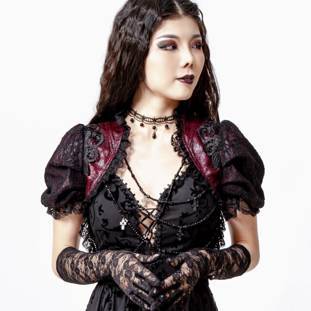 Kurzarm Gothic Bolero Alicents Dreams in schwarz oder rot-schwarz