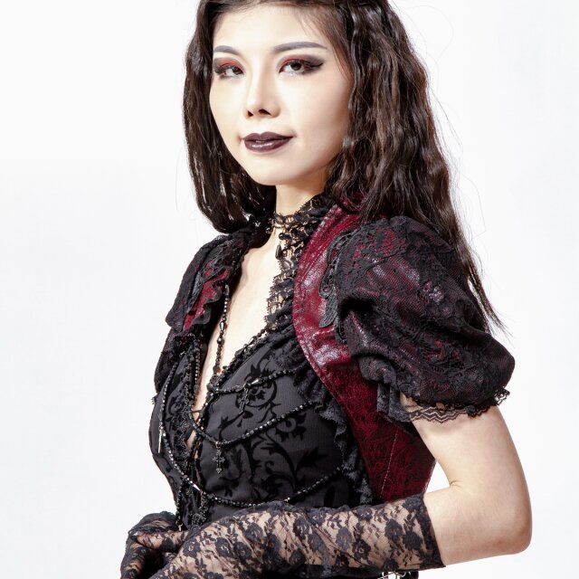 Kurzarm Gothic Bolero Alicents Dreams in schwarz oder rot-schwarz