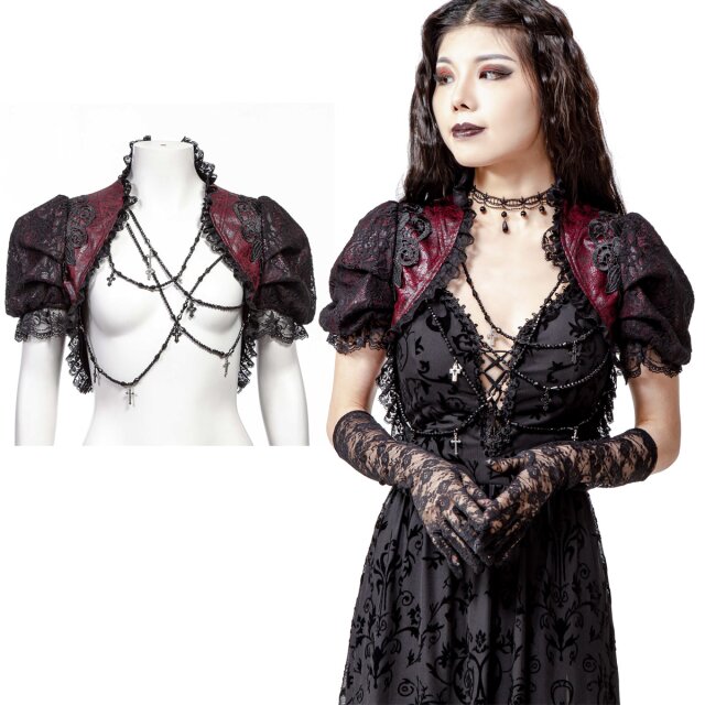 Kurzarm Gothic Bolero Alicents Dreams in schwarz oder rot-schwarz